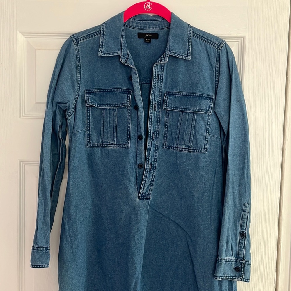 J. Crew Long Sleeve Denim Dress XXS